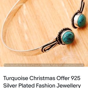 Turquoise cuff bangle bracelet 925 silver plated
